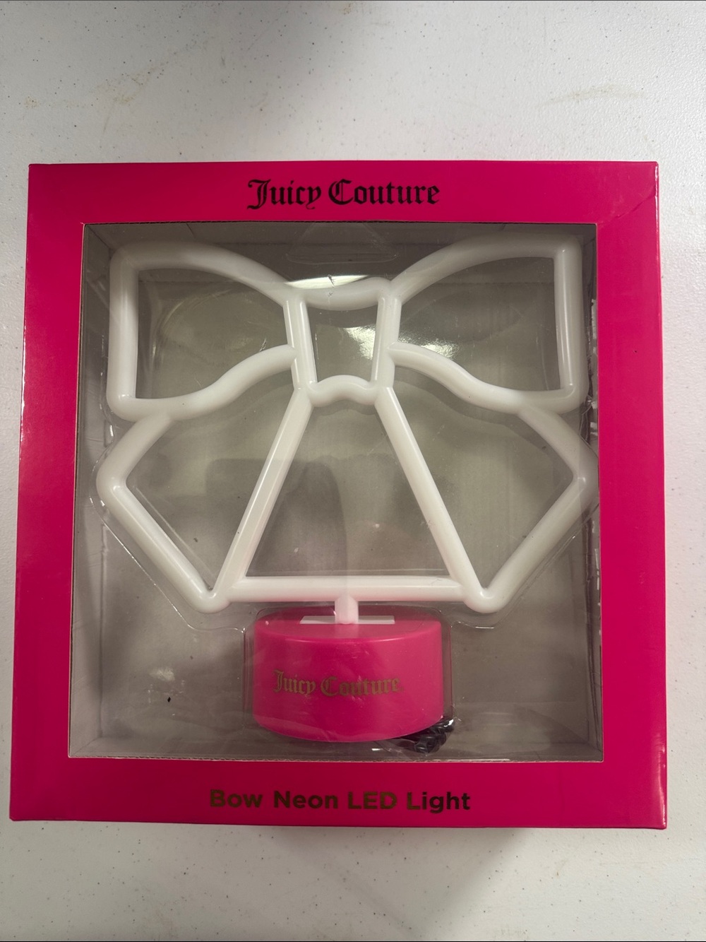 Juicy Couture White Bow Neon Light with Hot Pink Base